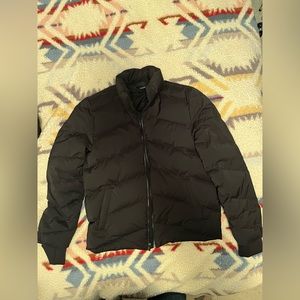 Theory Stand-Collar Puffer Coat in City Poly BLACK size M